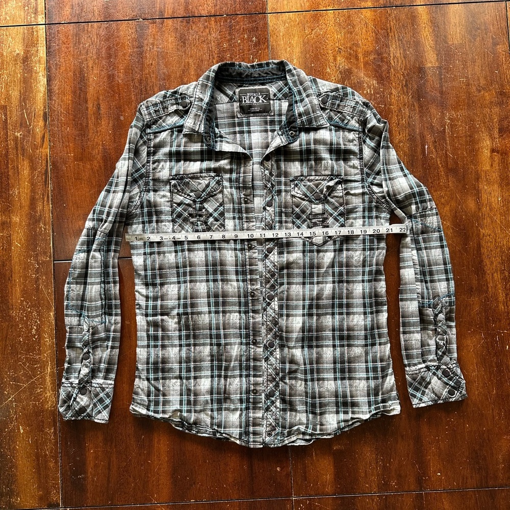 Buckle Black Casual Plaid Button-Down Shirt